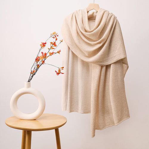 Elegant Beige Oversized Shawl Scarf